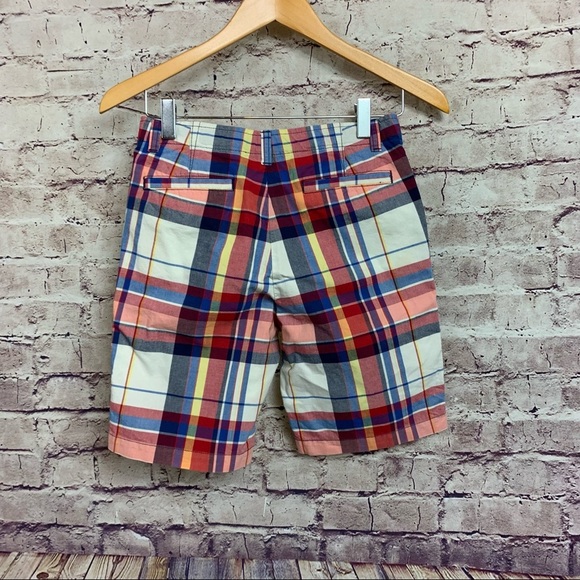 Lands End Red Check Cotton Chino Shorts - Picture 4 of 9